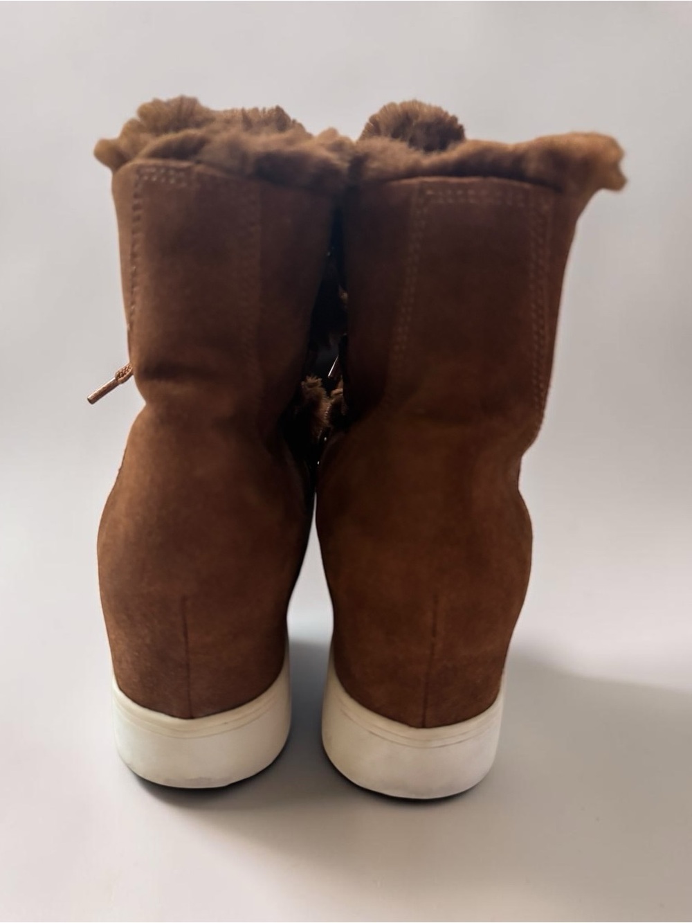 Steve Madden Wharton Leather Suede Faux Fur Wedge Boots Est Size 9.5 - Picture 8 of 14